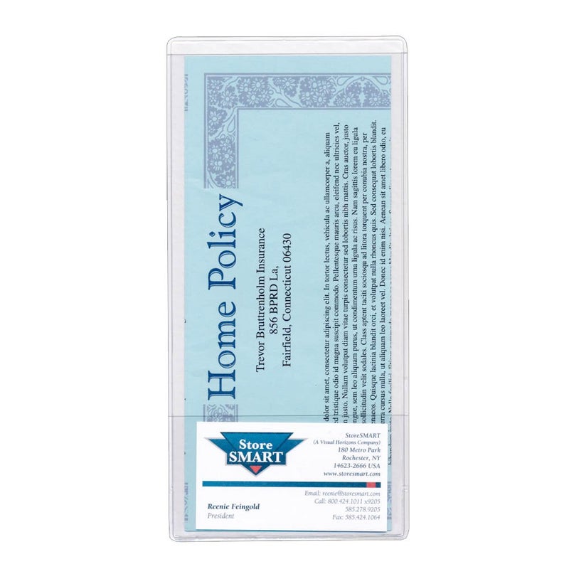 STORE SMART - Brochure Holder with Business Card Pocket - Clear Vinyl Plastic - 10 Pack - 8 3/4" x 4" - RE9414-10 - Image 1